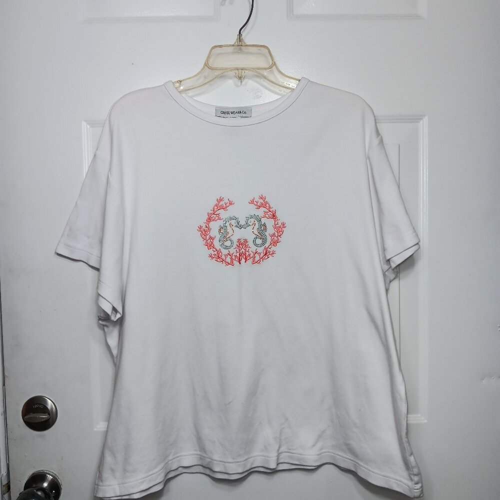 Cruise Wear &‎ Company Womens Plus Size 3XL top Short Sleeve Dolphin Print